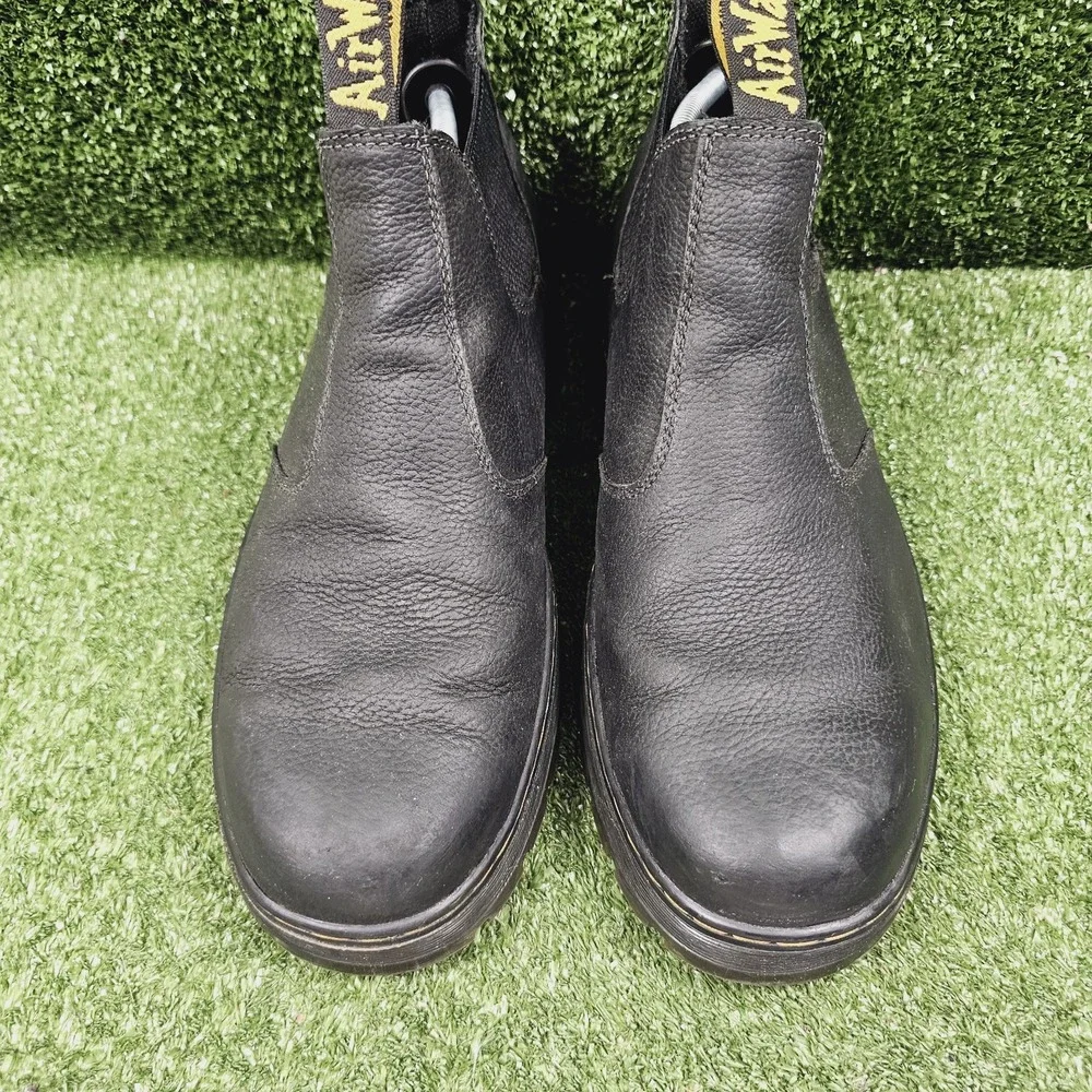Dr. Martens Hardie Black Leather Pull On Ankle Chelsea Boots Mens Size 14